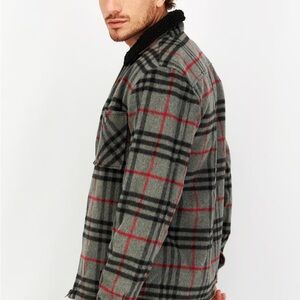 5/$10 Wesc Gray and Red Checkered Shirt Jacket Unisex